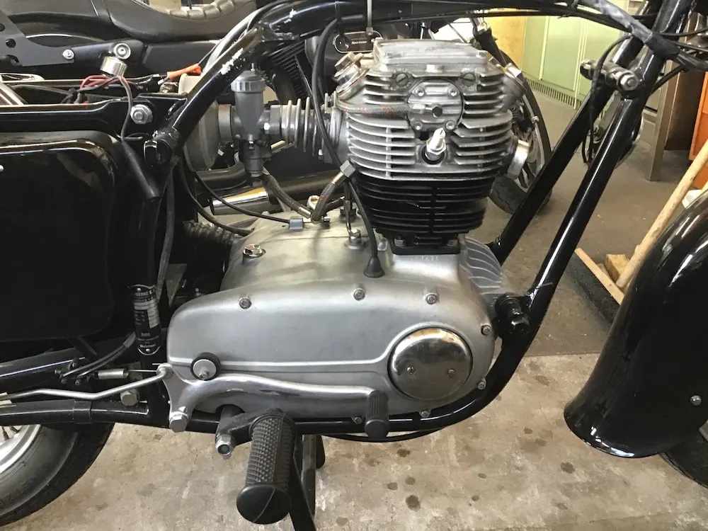Motor eines klassischen Motorrads im Detail